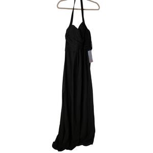 Simply Women's Black Halter Long Formal Ruching Body and Back Dress Size 12 NWT